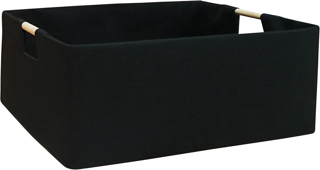 Storage Bin for Shelves Rectangle Closet Baskets Foldable Box with Handles Black Storage Boxes for Home Office Car Dormroom