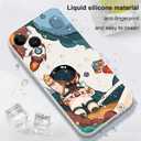 for iPhone 15 Plus Case, Astronaut Side Creative Pattern Designs Liquid Silicone Shockproof Soft Phone Cover for iPhone 15 Plus, Astronaut Rice White