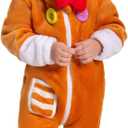 OLAOLA Baby Animal Costume Onesie, Unisex Toddler Romper, Plush Dress Up Infant Outfits Halloween Cosplay Jumpsuit (18-24 Months/Height 32"-35", Gingerbread)