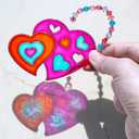 Winlyn 27 Sets Heart Suncatchers Ornaments Decoration DIY Window Paint Art Stickers Craft Kit Heart Sun Catchers for Kids Mother's Day Gift Valentine's Day Classroom Art Project Party Favors