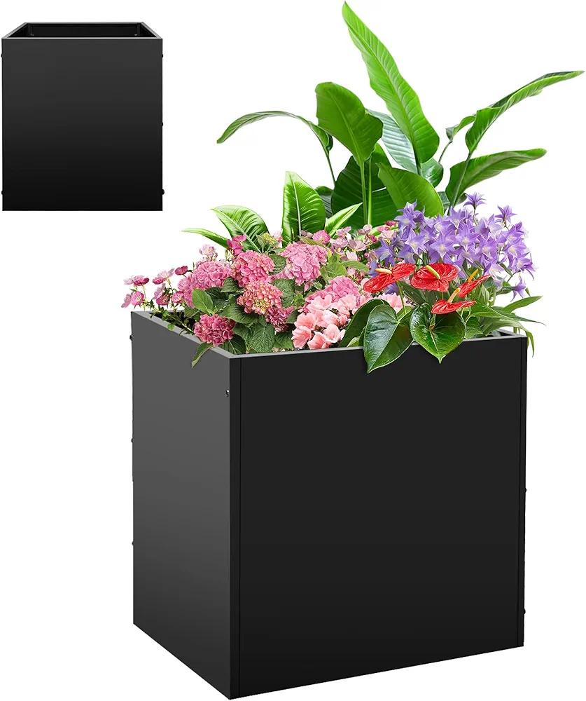 Metal Planter Box, Planter Boxes Outdoor Heavy Duty, Rectangular 3 Tier Adjustable Height Outdoor Planter, Galvanized Steel Plant Box, Garden Planter for Plants and Flowers, 38'' L x 16'' W x 20'' H