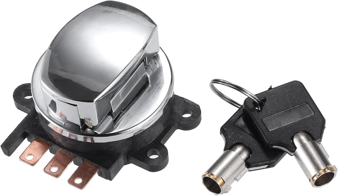 Uxcell 1 Set Ignition Switch with Cover 2 Round Keys for Harley Softail Road King FLHR Motorcycle Ignition Switch Lock Key