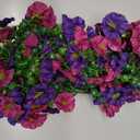 2PCS Artificial Hanging Flowers for Outdoor, Realistic Silk Morning Glory with Eucalyptus Vines, UV Resistant Faux Plants for Patio Balcony Garden Wall Home Decor Window Box Yard(Purplish Red)