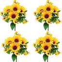 Artificial Sunflower Bouquet, Fake Silk Sunflower Flowers, Realistic Silk Sunflowers for Home Hotel DIY Craft Wedding Party Decoration Indoor and Outdoor Decor