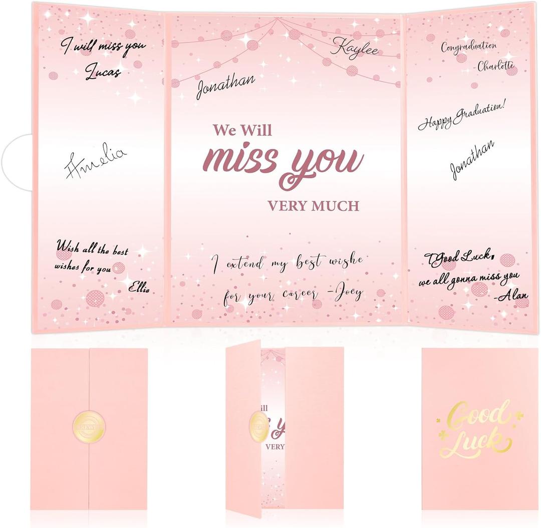 Farewell Guest Book Alternative, Retirement Going Away Party Decorations Farewell Gifts for Coworkers Friends, We Will Miss You Card Signature Board, Graduation Goodbye Gift for Women Man, Rose Gold