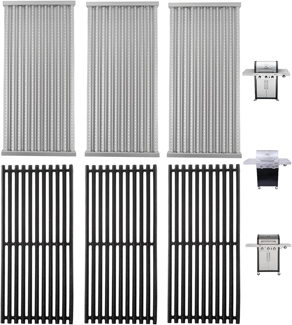 G466-2400-W1 17'' Stamped Infrared Emitters& G474-0017-W1 Grill Grates for Charbroil Grill Replacement Parts Charbroil Tru-Infrared 3-Burner 463367016 463242516 463242515 463243016 466242515 463367516