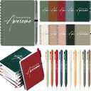 Honoson 10 Sets Spiral Notebook Sets Bulk Thank You Gift for Employee Appreciation Thank You for Being Awesome Inspirational Notepads with Bamboo Pen for Teacher(Bright Morandi Color)