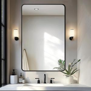 Delma Bathroom Mirror, Black Framed Bathroom Mirror for Over Sink, High-Definition Vanity Mirror, Versatile Mirror for Bathroom, Hangs Horizontally or Vertically (40x28, Black)