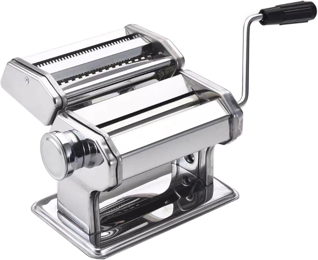 Pasta Maker Machine, Manual Pasta Makers 9 Adjustable Thickness Settings, Noodles Maker with Aluminum Alloy Rollers and Cutter for Spaghetti, Fettuccini, Lasagna, Dumpling Skins (with Brush)