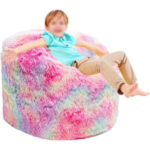 Storage Bean Bag Chairs Cover NO Filler Bean Bag Cover Living Room Furniture 31x20 Inch Soft Washable Plush Fiber Adult Bean Bag Bed Fuzzy Love Sack Beanbag Cover NO Filling Rainbow