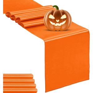 5-Pack Satin Table Runner Orange 12 x 108 inches Long, Table Runners for Wedding, Birthday Parties, Banquets Decorations5 Pack, 12x108 Inch, Orange