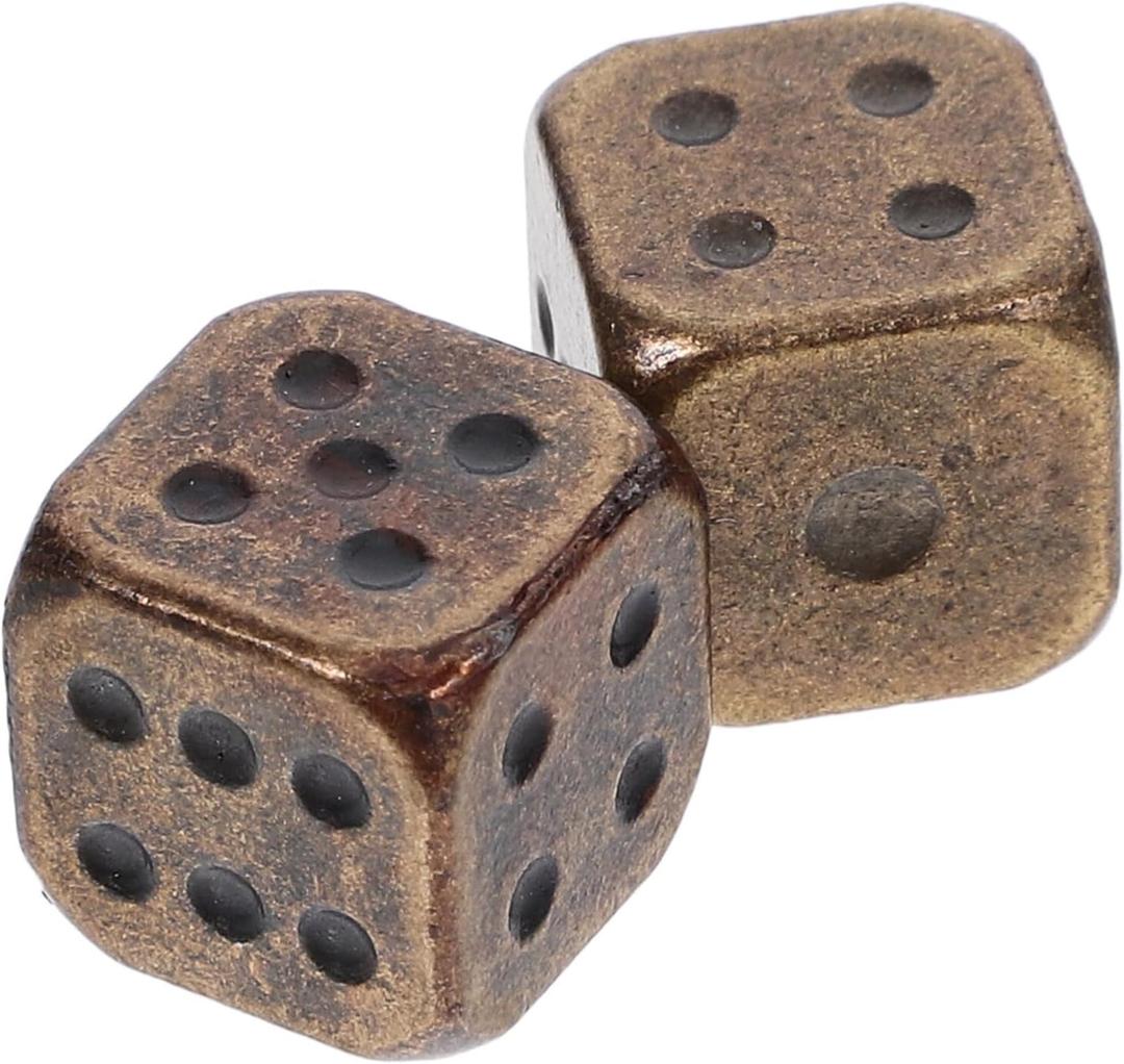TOYANDONA 2pcs Metal Brass Dice, Antique 6 Sided Dice Tables Board Game s Square Corner Poker Party Game Props for Festival Carnival Party Decoration
