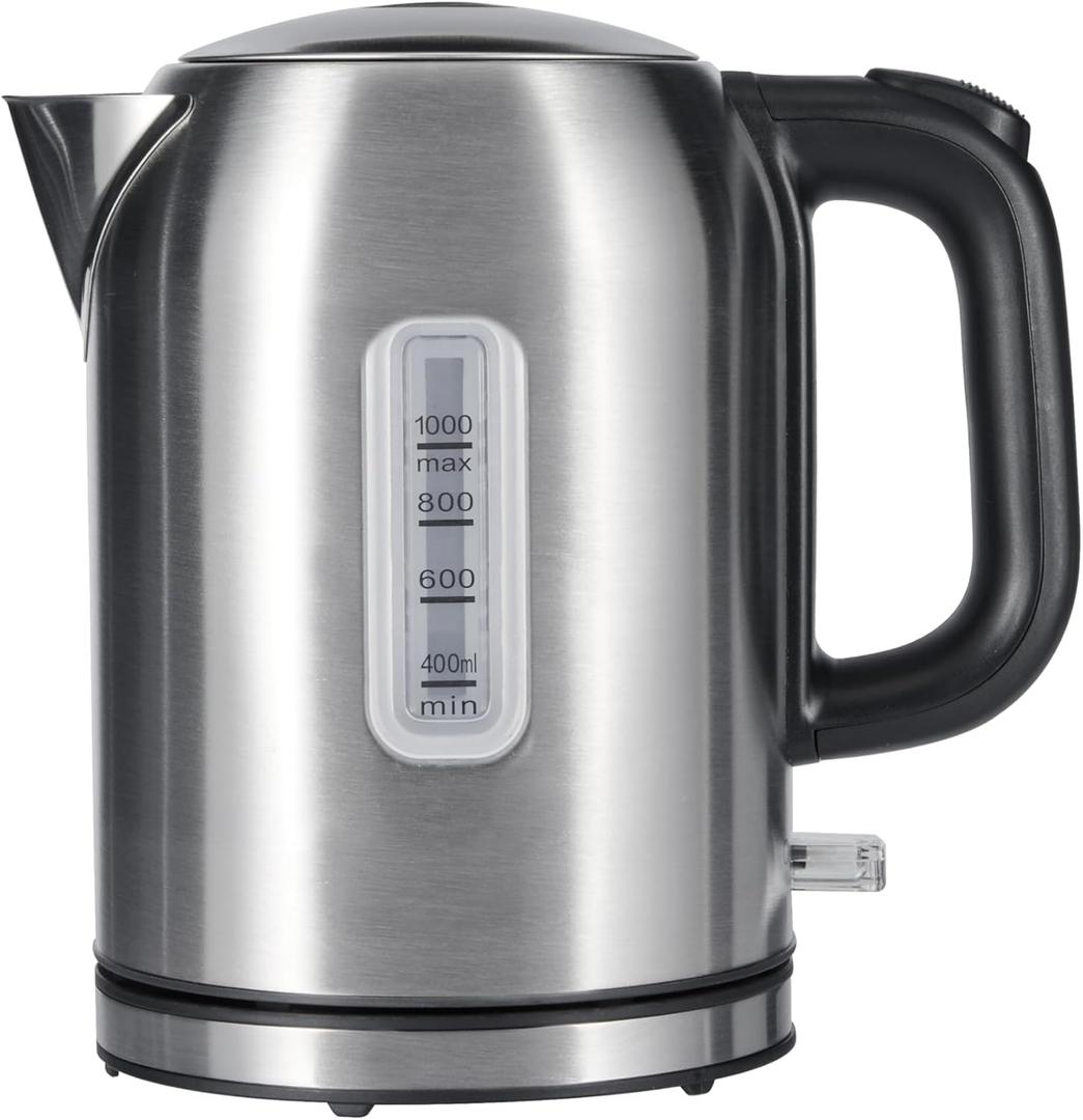 1.1Qt (1L) Electric Kettle, Tea Kettle & Water Boiler, with Auto Shut-Off, Boil Dry Protection, High-Safety Strix Thermostat, BPA-Free, 1500W, Stainless Steel, New Model, Black & Silver