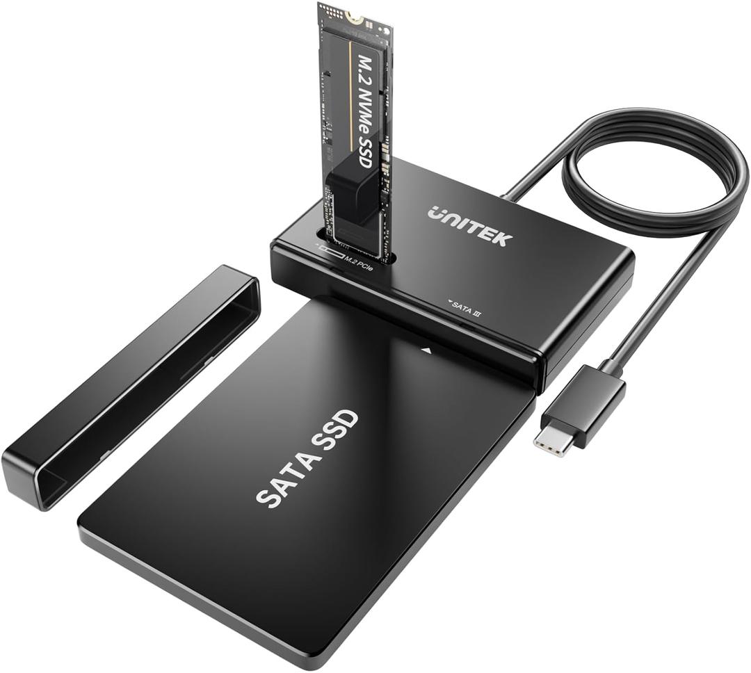 Unitek M.2 NVMe SSD Enclosure Adapter – 10 Gbps Hard Drive Reader Tool Free Pcie NVMe Adapter External USB 3.2 M2 SATA Case Converter Supports M Key Any Sizes M.2 2.5" /3.5" SATA Solid State Drive 