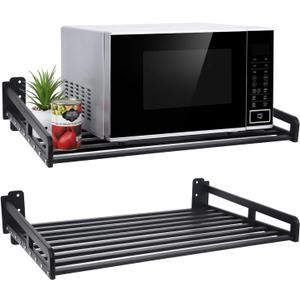 23.5'' x 15'' Microwave Wall Mount, Microwave Shelf Wall Mount for Household and Commercial Microwave, Heavy Duty Wall Shelf for Electric Oven Microwave