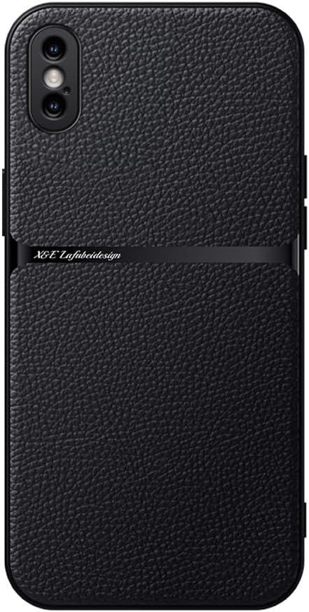 Kepuch Case Compatible for iPhone Xs Max  Litchi Grain Magnetic Holder Builtin Metal Plate Cover Bumper  Black