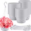 Tioncy 50 Pcs Plastic Hanging Planter Round Hanging Pot for Plants Containers with Hook Flower Plant Pots Holders for Outdoor Indoor Plant Balcony Garden Decor(Gray White)