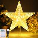 Christmas Tree Topper Star Warm White Light,Star Tree Topper for Christmas Tree Decoration Xmas Tree Topper with 30 LED Lights Battery and USB Powered 8.7 Inch