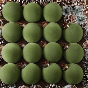 Liliful 15 Pcs Velvet Christmas Balls Bulk Flocked Christmas Tree Ball Ornaments Plastic Xmas Decorative Hanging Ornaments(Green,3.15 Inch)