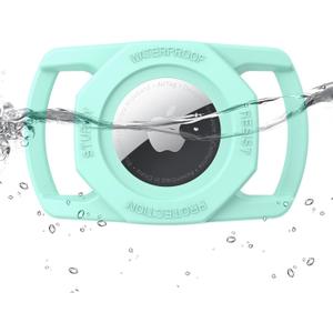 SANKALA Airtag Dog Collar Holder, [1 Pack] Waterproof Airtag Case for Dog Collar, TPU & Silicone Full Body Covered Apple Air Tag Collar Holder Protective Airtag Case for Pet Collar, Light Green