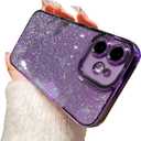 Fycyko Compatible for iPhone 11 Case Glitter,Luxury Cute Clear Flexible Plating Cover Camera Protection Shockproof Phone Case for Women Girl Design for iPhone 11 6.1'' Dark Purple