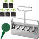 Dreyoo 1 Pack Upgrade Soil Block Maker Hand Held, Manual Blocking Tool for Seed Starting with Dispenser, Garden Potting Soil for Indoor Outdoor Plants, No Transplant Shock (5 Cell,1 1/2 Inch)