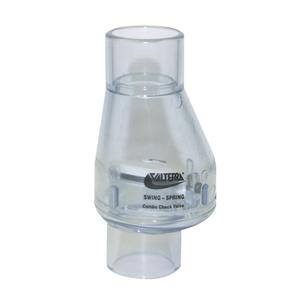 Valterra 200-C10 PVC Swing/Spring Combination Check Valve, Clear, fits 1" PVC pipe