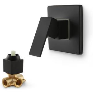 SKOWLL Bathroom Shower Valve Single Function Shower Mixer Valve, Wall Mount Single Handle Water Mixing Valve Kit Include Brass Rough In Shower Trim, Matte Black