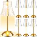 6 Pcs Cordless Table Lamp Gold Cordless Battery Operated Touch Table Lamps Rechargeable 3 Color Dimmable LED Portable Flower Lamp for Bedroom Living Room Kitchen Dining Outdoor