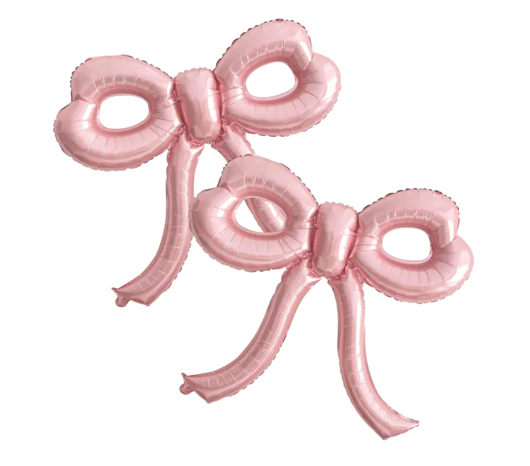 2 Pcs Pink Bow Balloons Bow Party Decorations for Girl Women Pink Bow Birthday Decorations Giant Foil Balloon for Baby Shower Bridal Engagement Wedding Decor Bachelorette Party Supplies
