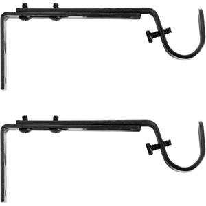 Kenney Adjustable Curtain Rod Brackets, Black (2-Pack)