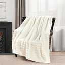 Heated Blanket Throw 50" x 60" Soft Ribbed Faux Fur Flannel Fast Heating  Overheat Protection & Auto Shut-Off, White