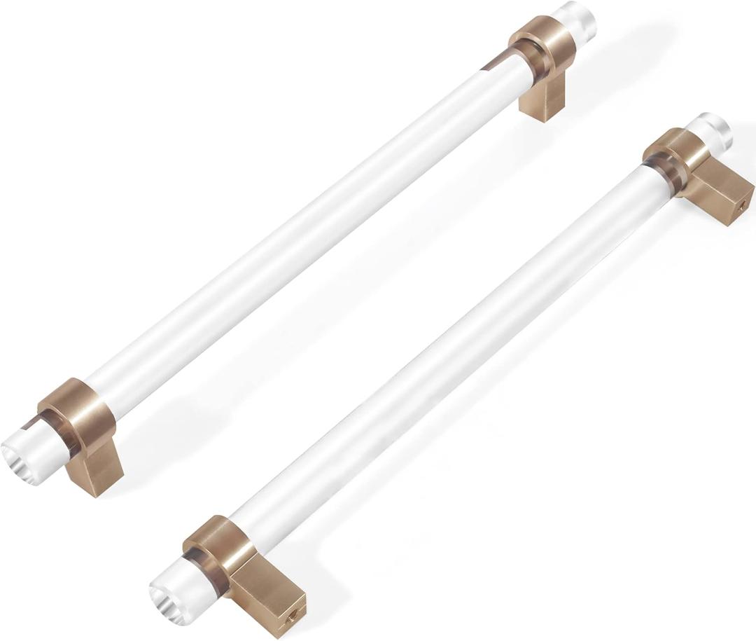 Glass Crystal Champagne Bronze Cabinet Pulls, 7-1/2 Inch Brass Drawer Handles (192mm, 10 Pack)