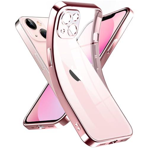 Supdeal Crystal Clear Case for iPhone 13 Mini, [Not Yellowing] [Camera Protection] [Military Grade Drop Tested] Transparent Shockproof Protective Phone Case Soft Silicone Slim Cover, 5.4", Pink