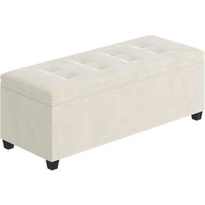 Storage Ottoman, Foldable Ottoman Foot Rest, Foot Stool, Bench with Storage, 660 lb Load Capacity, for Living Room, Bedroom, Dorm, Cream White FSS20W01 (16.3"D x 43.9"W x 15.9"H)