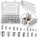 380Pcs 19 Sizes #4-40 to 3/8"-16 UNC Standard SAE Hex Socket Cup Point Set Screws, Allen Head Grub Screws, Internal Hex Drive Headless Screws Assortment with 7pcs Hex Keys, 304 Stainless Steel