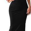 BTFBM Women's Ruched Bodycon Dress Summer Casual Sleeveless Back Slit Elegant Club Evening Party Cocktail Maxi Dresses (Large, Black)