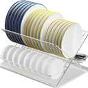 Stainless Steel Foldable Dish Drying Rack, 2 Tier Collapsible Kitchen Rack for Counter, Large Capacity Expandable Dish Drainer Rust Proof, Small