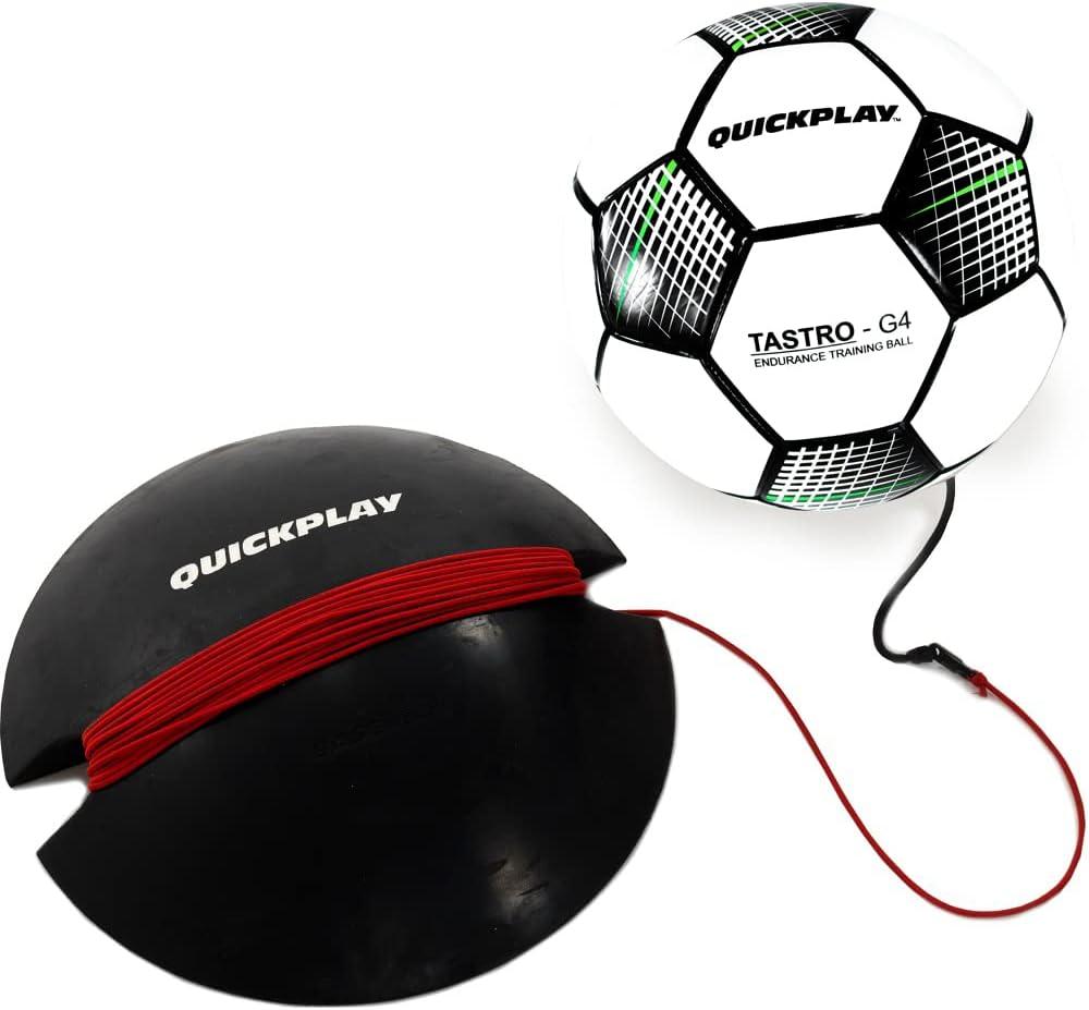 QUICKPLAY Replay Soccer Training Ball | Adjustable Bungee Elastic Training Ball with Base Weight (Size 4 Soccer Ball (Junior))