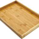 Bam & Boo Natural Bamboo Serving Tray Modern Rectangular (Bamboo, 13 x 9" x 1.2") for Food, Drinks, Decor, Vanity in Home, Kitchen, Bathroom, Coffee Table, Bed