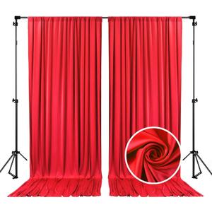 10 x 7 Feet Red Backdrop Curtain for Partie, Background Curtains for Photoshoot, Birthday, Wedding, Halloween, Thanksgiving, Christmas, New Year Party Decorations 5Ft x 7Ft, 2 Panels