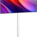 AX WABER Floor TV Stand with Mount for 26-55 inch TVs up to 77 lbs, Height Adjustable Swivel Tilt TV Stand with Wood Base, Saving Space Design for Bedroom, Living Room and Corner, White