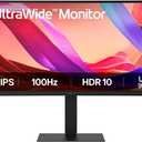LG 34U650A-B 34-inch UltraWide IPS WQHD 100Hz HDR10 Curved Monitor, Black
(3440 x 1440), 21:9 Aspect Ratio, Built-in Speaker, HDMI, DisplayPort, USB Type-C PD 96W, Tilt/Height/Swivel Stand, Black
