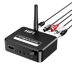 OQIMAX Bluetooth 5.1 Receiver for Home Stereo, Digital to Analog Audio Converter for TV, 3.5mm Bluetooth Aux Adapter, HiFi, Wireless Audio Receiver, Optical/RCA/AUX Port, Volume Control