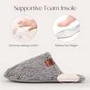 Womens Fuzzy Scuff Slippers, Comfy Supportive Foam Slip-On House Shoes for Indoor Bedroom (9-10, Grey)