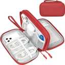 FYY Electronic Organizer, Travel Cable Organizer Bag Pouch Electronic Accessories Carry Case Portable Waterproof Double Layers Storage Bag for Cable, Cord, Charger, Phone, Earphone, Medium Size, Red