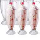 Cedilis 6 Pack Milkshake Glass with 6 Long Metal Spoons, Old Fashioned Soda Glasses, Fountain Classic Glass for Ice Cream, Clear, 12oz