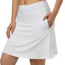 Xioker Women Skorts Skirts with Zipper Pockets,Athletic Golf Tennis Swim Skirts 20" Knee Length Skorts for Womem (White)