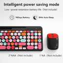 Retro Typewriter Wireless Keyboard with Round Keycaps, 2.4GHz Compact USB Cute Wireless Keyboard and Mouse Combo for Desktop, Laptop and Computer