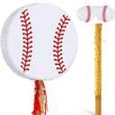 Baseball Piata for Birthday Party 12.6 x 12.6 Inch Baseball Piata for Kids with Stick and Blindfold Traditional Mexican for Sport Birthday Party Supplies Decor